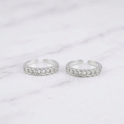92.5 Silver Curb Chain Toe Rings Pair