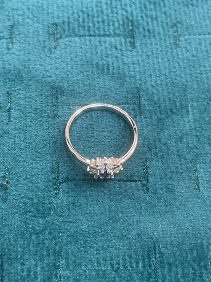 92.5 Silver Blue Stone Flower Ring for Women Size 13 | Stylish Floral Accent | Elegant Fashion Jewellery