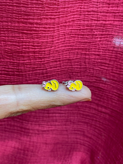 925 Silver Cute Duck Hoops