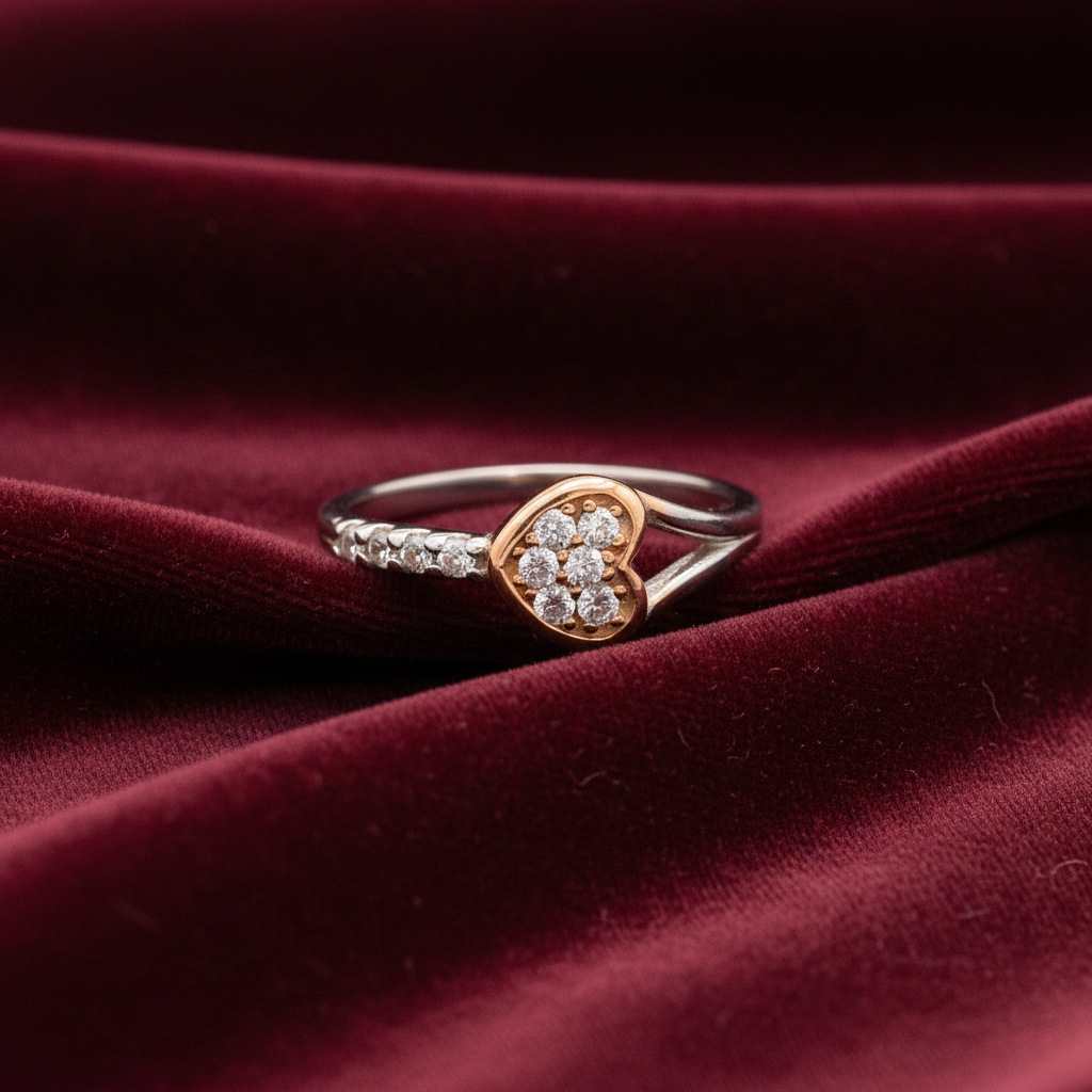 92.5 Silver Heart Ring for Women Size 12 | Stylish Affection Motif | Elegant Gift Jewellery