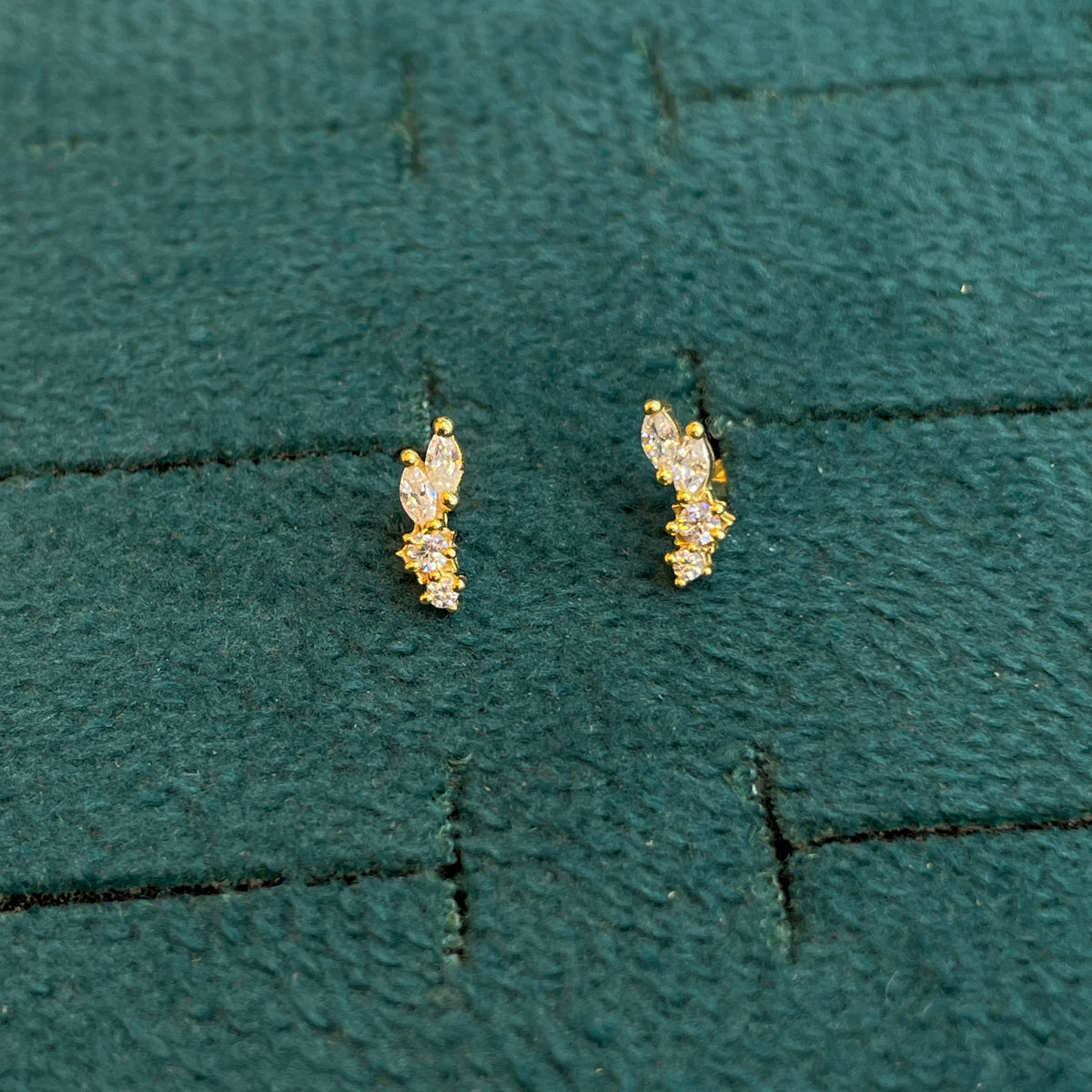 92.5 Sterling Silver Gold Plated Marquise Side Studs