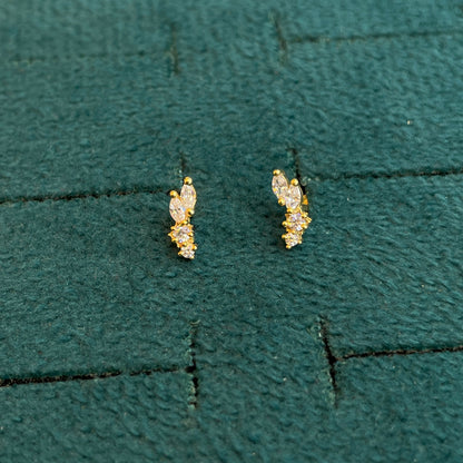 92.5 Sterling Silver Gold Plated Marquise Side Studs