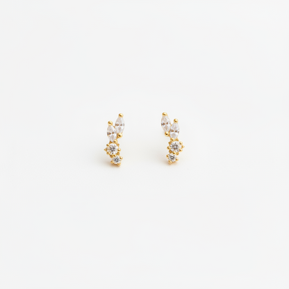 92.5 Sterling Silver Gold Plated Marquise Side Studs
