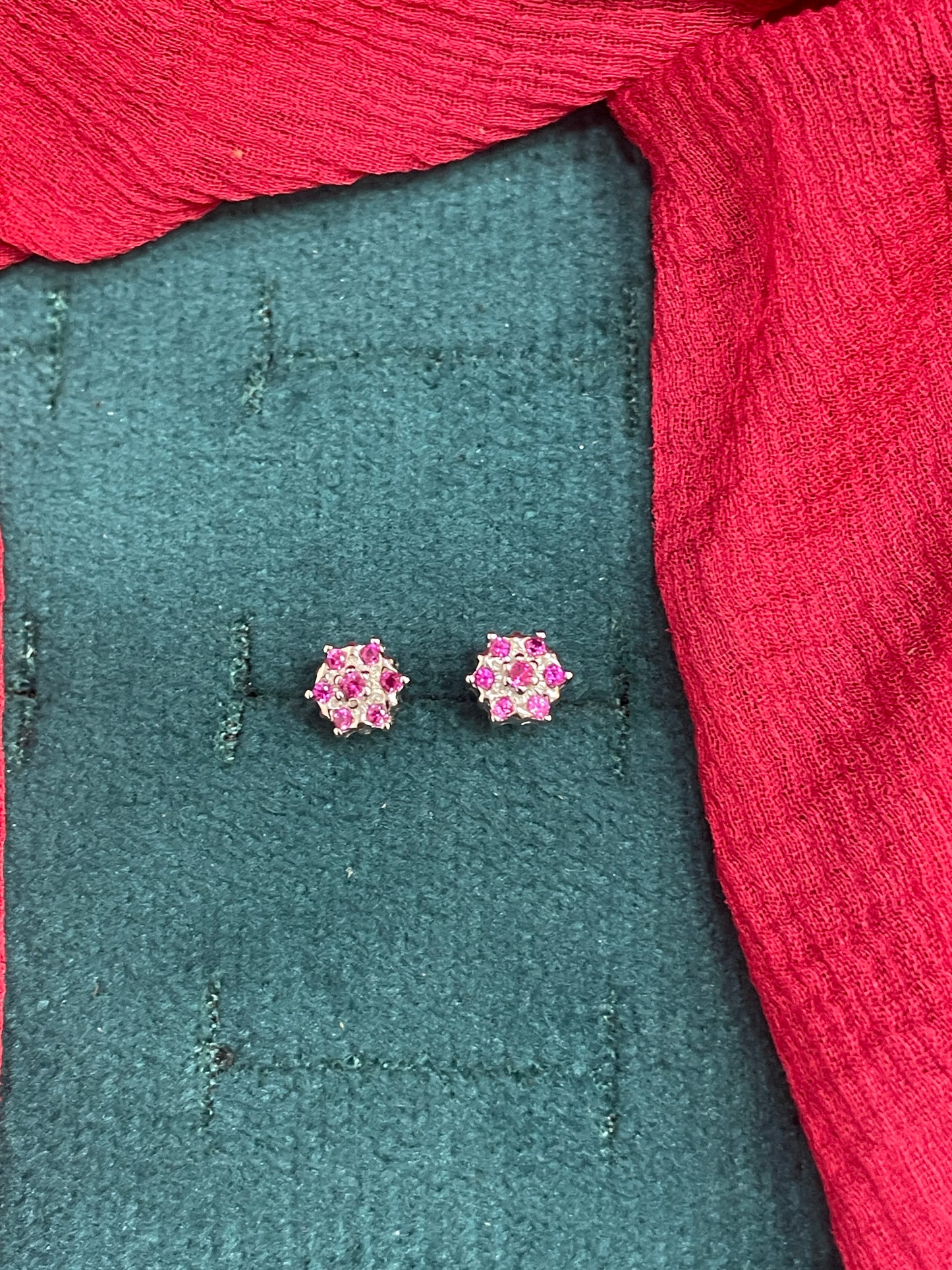92.5 Silver Ruby Star Studs Pair