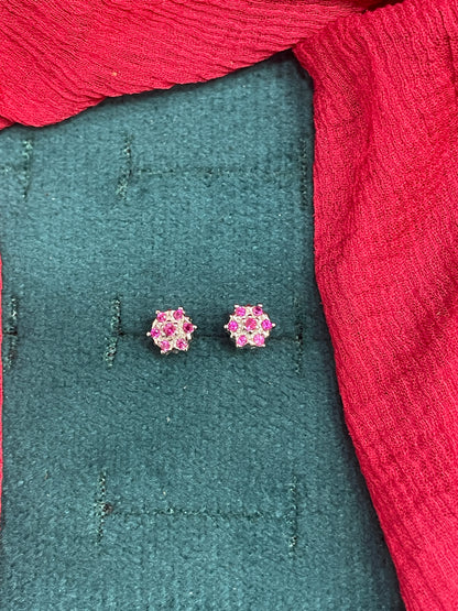 92.5 Silver Ruby Star Studs Pair