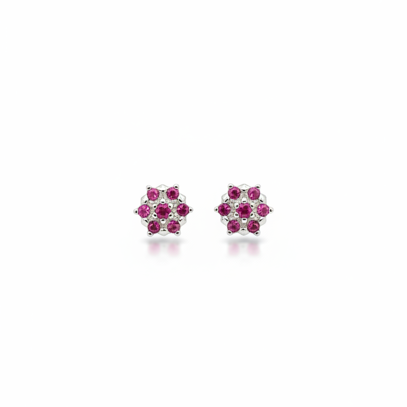 92.5 Silver Ruby Star Studs Pair