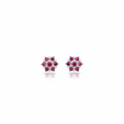 92.5 Silver Ruby Star Studs Pair