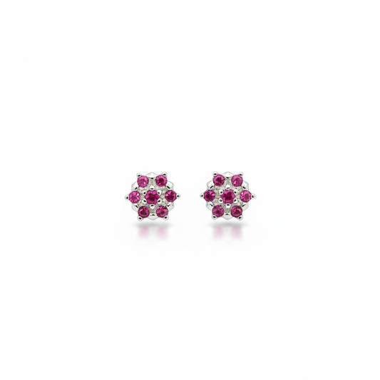 92.5 Silver Ruby Star Studs Pair