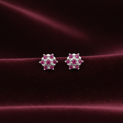 92.5 Silver Ruby Star Studs Pair