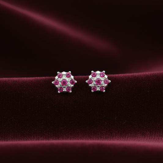 92.5 Silver Ruby Star Studs Pair
