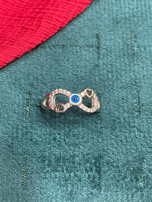 92.5 Silver Evil Eye Ring for Women | Stylish Protection Motif | Elegant Fashion Jewellery