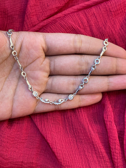 92.5 Silver Stylish Bracelet for Women 7.9 Inches | Elegant Modern Design | Lightweight Jewellery