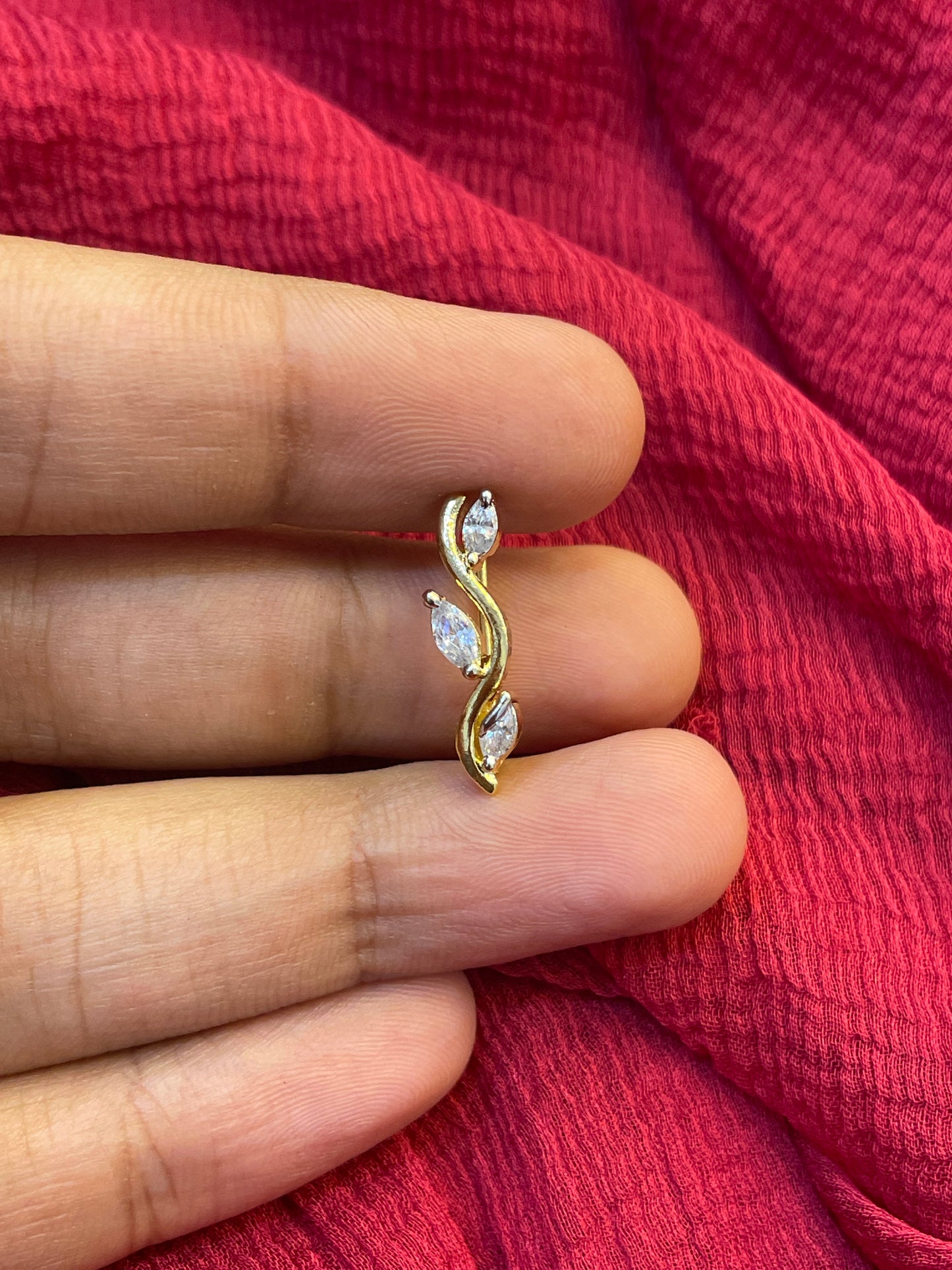 92.5 Silver Gold Plated Leaf Ear Cuffs for Women | Stylish Nature-Inspired Design | Trendy Jewellery