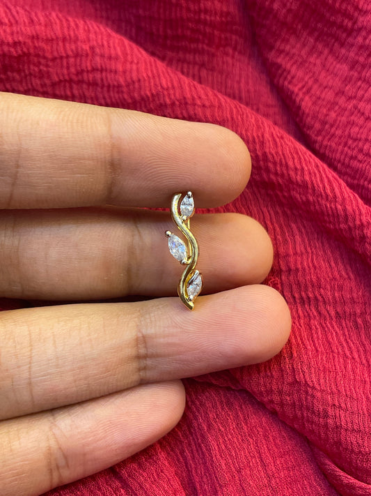 92.5 Silver Gold Plated Leaf Ear Cuffs for Women | Stylish Nature-Inspired Design | Trendy Jewellery