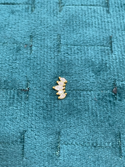92.5 Silver Gold Plated Five Leaves Second Studs | Stylish Nature Design | Elegant Jewellery