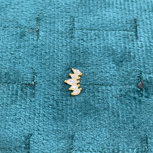 92.5 Silver Gold Plated Five Leaves Second Studs | Stylish Nature Design | Elegant Jewellery