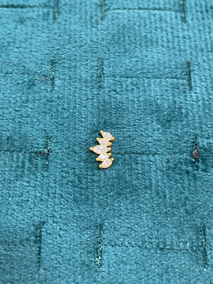 92.5 Silver Gold Plated Five Leaves Second Studs | Stylish Nature Design | Elegant Jewellery