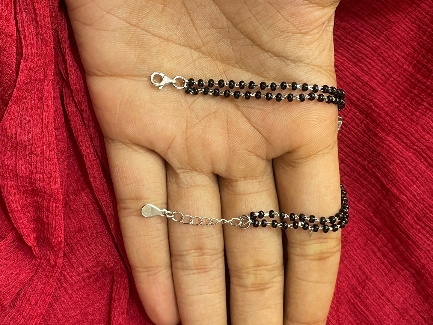 92.5 Silver Black Beads Bracelet for Women 8 Inches | Stylish Elegant Design | Everyday Wear Jewellery