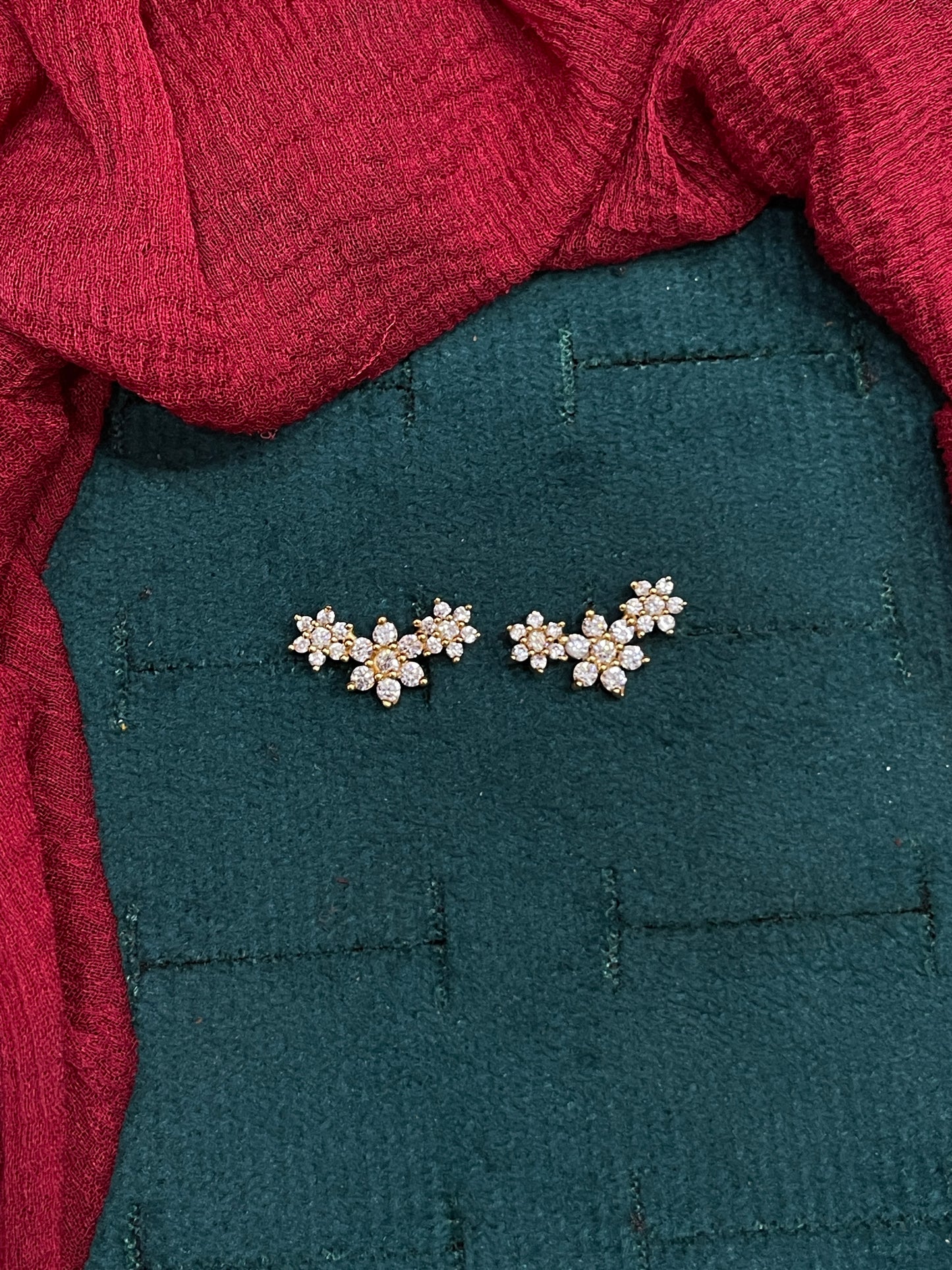 925 Silver Gold Plated Flower Studs