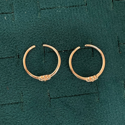 92.5 Silver Rose Gold Plated White CZ Daisy Toe Rings