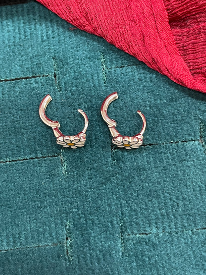 925 Silver Daisy Hoops