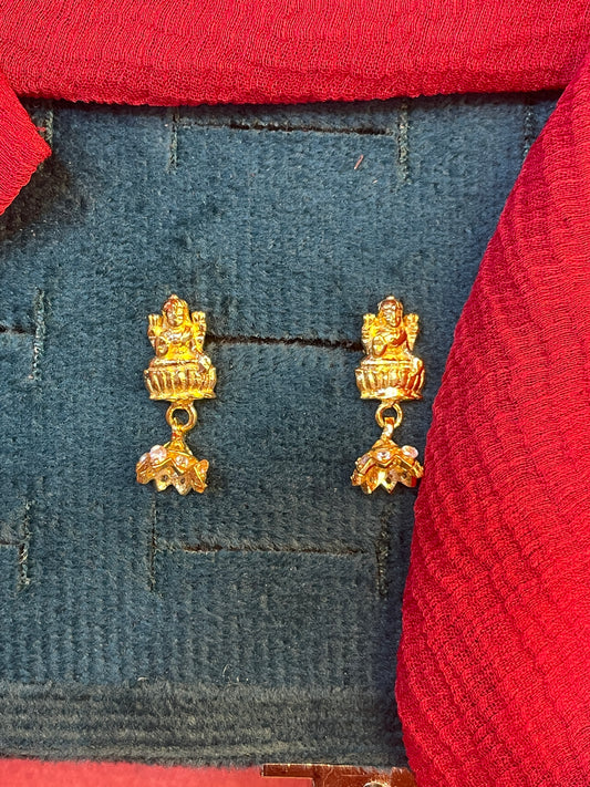 92.5 silver gold plated Lakshmi Devi jhumkas