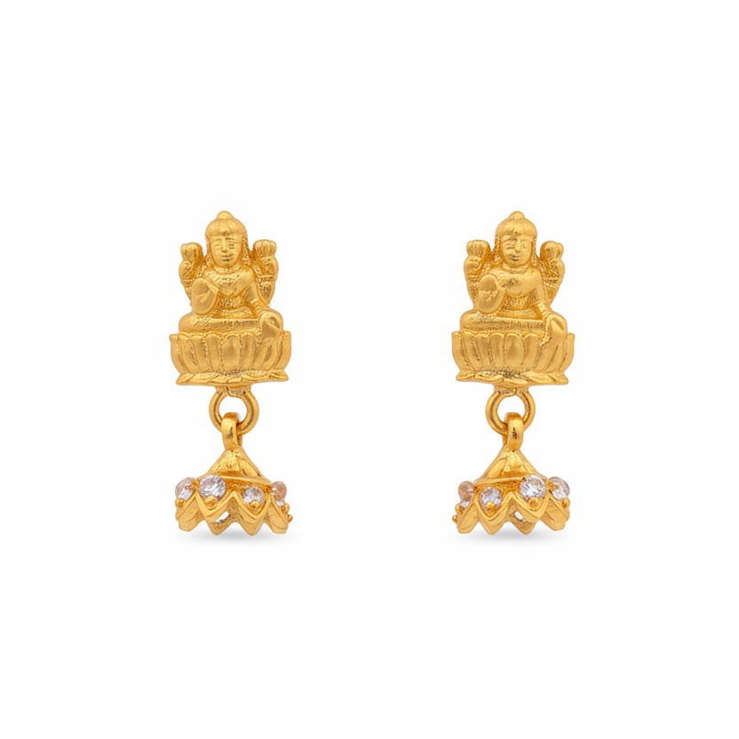 92.5 silver gold plated Lakshmi Devi jhumkas