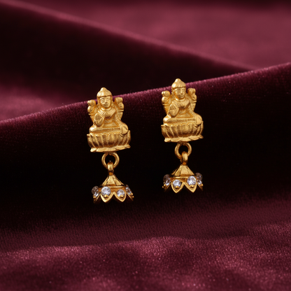 92.5 silver gold plated Lakshmi Devi jhumkas