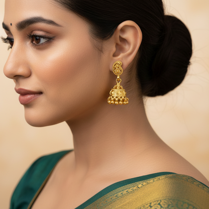92.5 Silver Gold Plated Jhumka Earrings for Women | Stylish Traditional Design | Festive Jewellery
