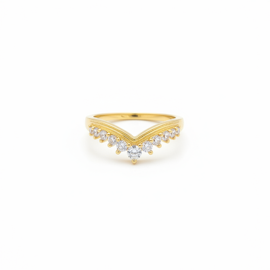 92.5 Sterling Silver Gold Plated Milgrain Graduated Crown Finger Ring