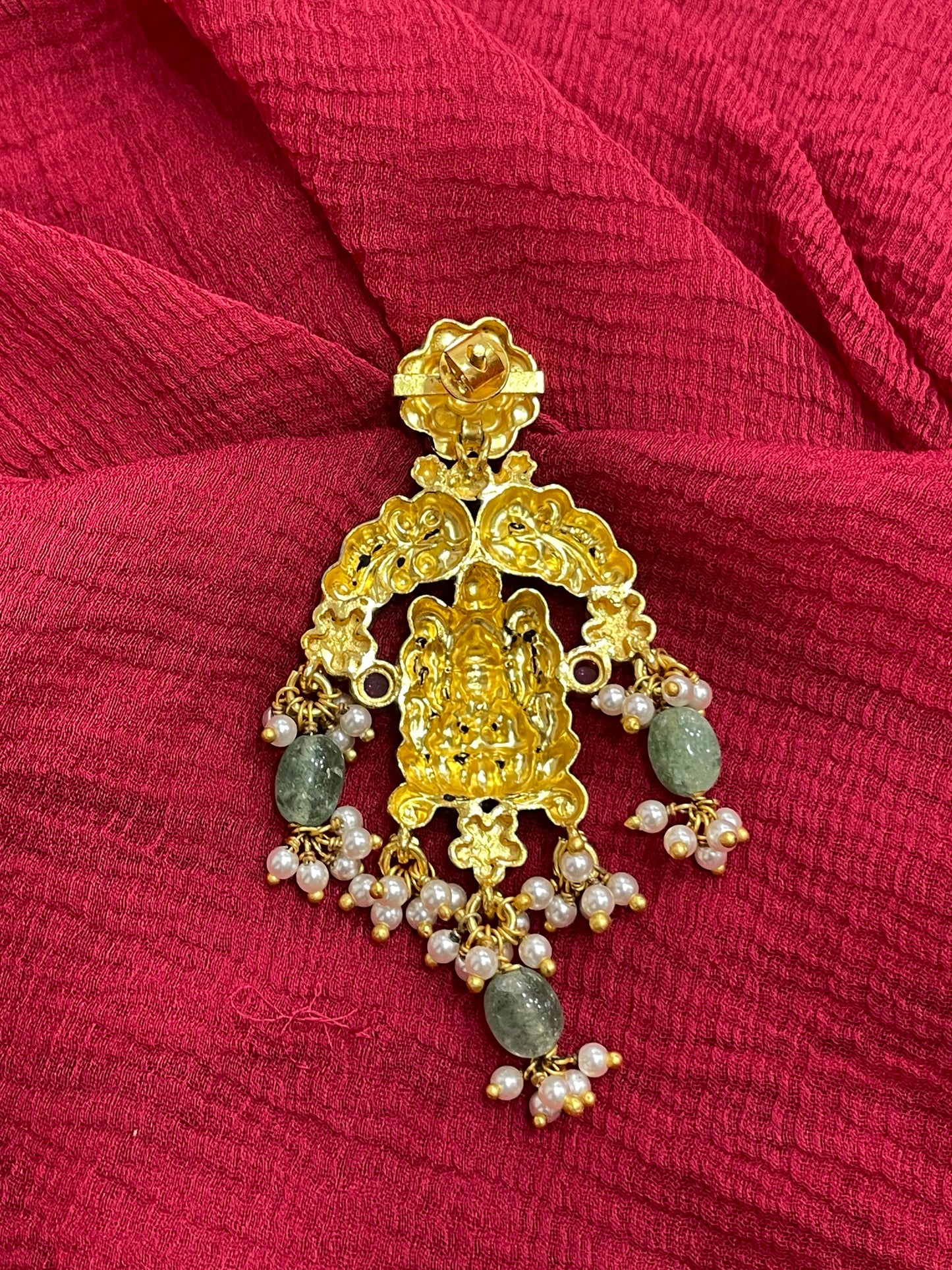 92.5 Silver Gold Plated Lakshmi Devi Earrings for Women | Divine Temple Style | Traditional Jewellery