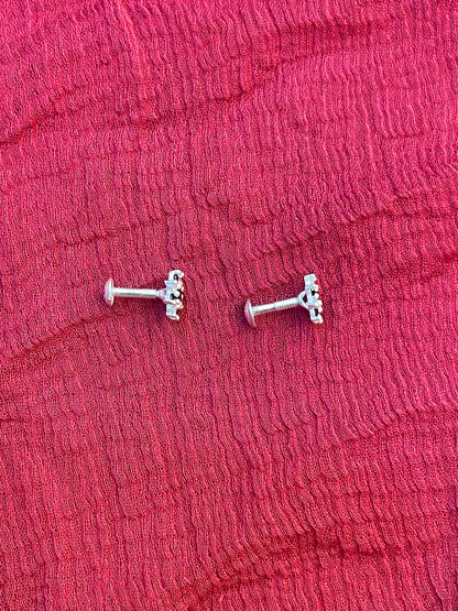 92.5 Silver Flower Second Studs / Nose Pin (Single Piece) | Elegant Floral Design | Jewellery