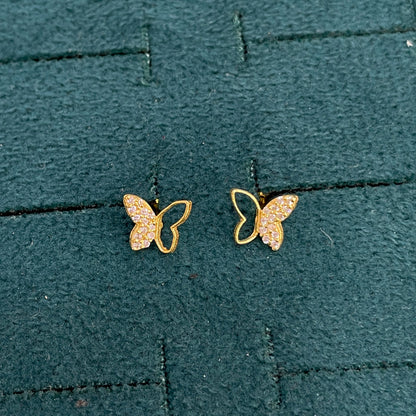92.5 Sterling Silver Gold-Plated Butterfly Studs