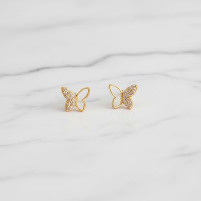 92.5 Sterling Silver Gold-Plated Butterfly Studs