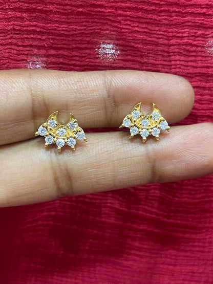 925 Silver Gold Plated Chandbali Studs