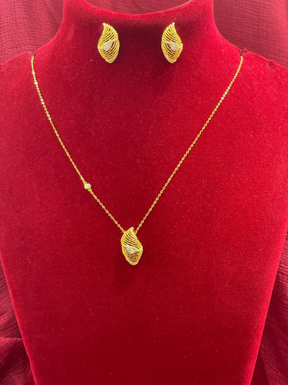 92.5 Silver Gold Plated Stylish Minimal Chain and Earrings for Women | Elegant Matching Jewellery