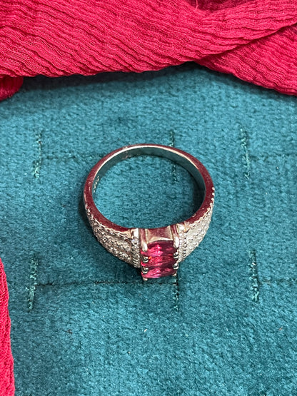 92.5 Silver Classy Pink Stone Ring for Women Size 17 | Elegant Premium Design | Stylish Jewellery