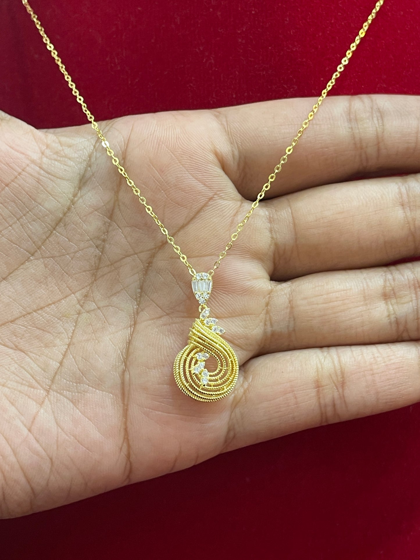92.5 Silver Gold Plated Elegant Chain and Earrings Set for Women | Classic Matching Jewellery