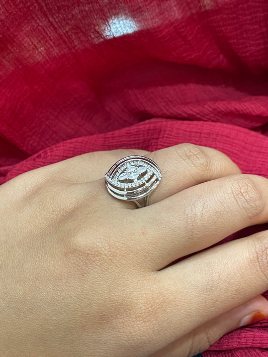 92.5 Silver White Stone Ring for Women Size 18 | Stylish Elegant Design | Premium Jewellery