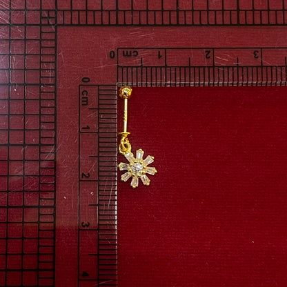 92.5 Silver Gold Plated Sun Flower Bugadi- Pair