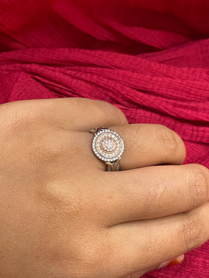 92.5 Silver Rose Gold Plated Classy Ring for Women Size 14 | Stylish Elegant Design | Premium Jewellery