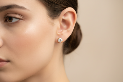 92.5 Silver Gold Plated Stud Earrings for Women | Stylish Minimal Design | Elegant Jewellery