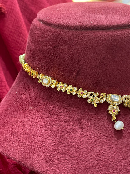92.5 Silver Gold Plated White Stone Necklace for Women | Stylish Sparkling Design | Elegant Jewellery