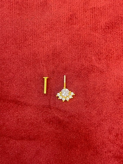 92.5 Silver Gold Plated Half Flower Bugadi - Pair