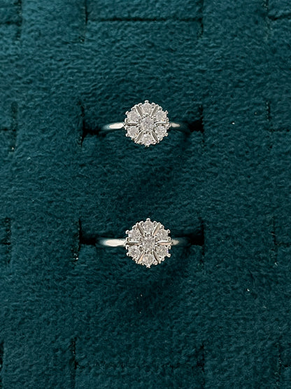 92.5 Silver 7 Stone Floral Cluster Adjustable Toe Rings for Women | Snowflake Design