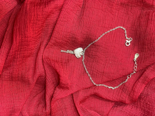 92.5 Silver Minimal Heart Hanging Bracelet for Women 7.5 Inches | Stylish Dangle Design | Elegant Jewellery
