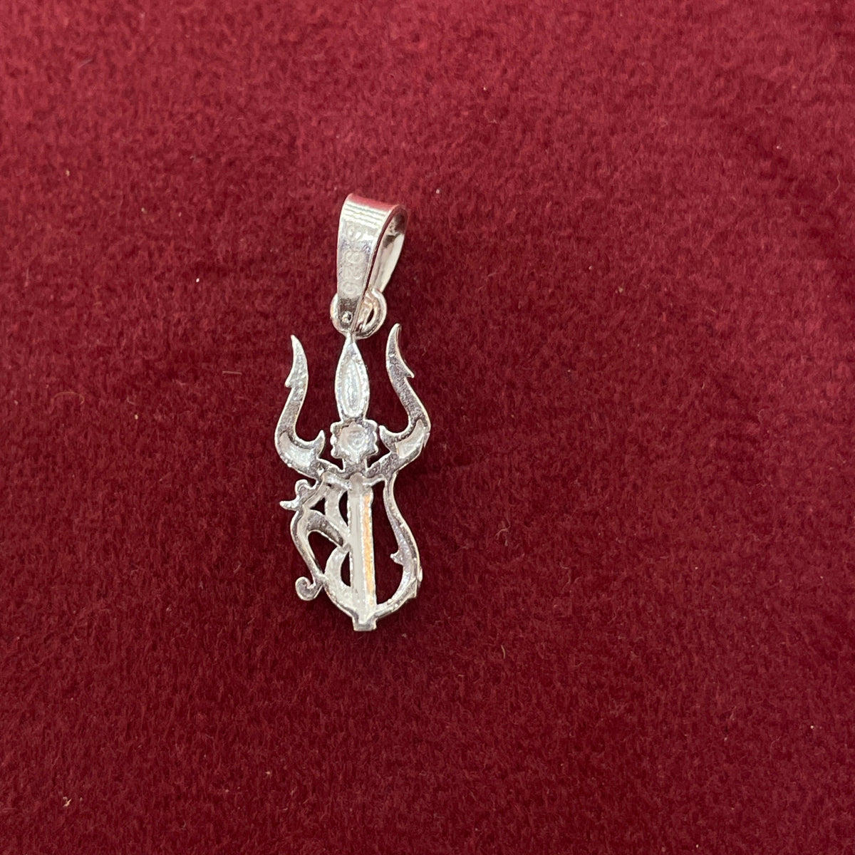 92.5 Sterling Silver Trishul Om Pendant