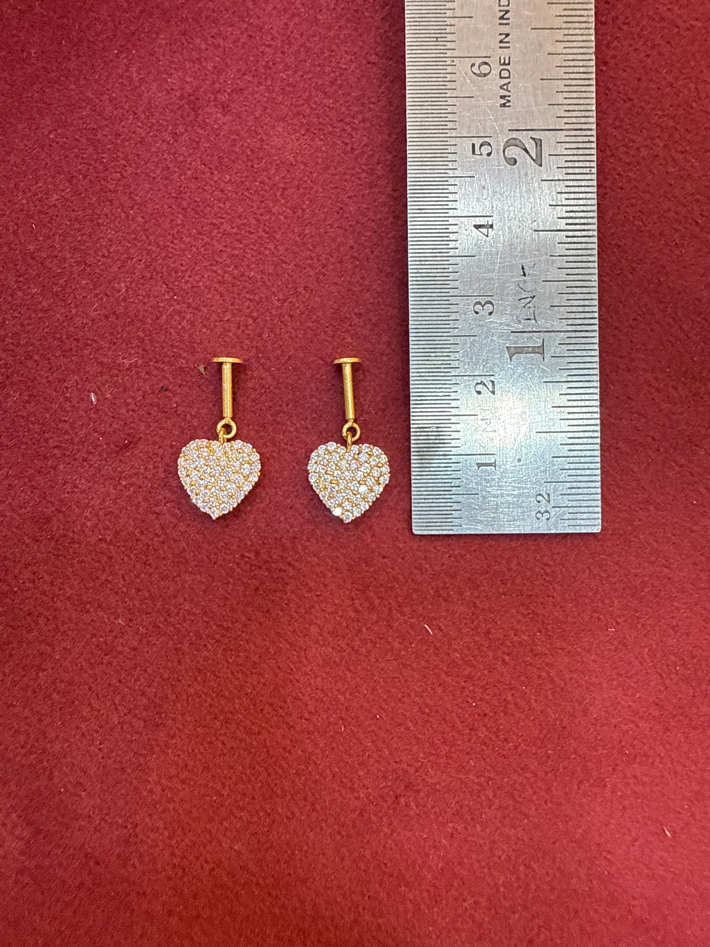 92.5 Silver Gold Plated Studded Heart Bugadi Pair| Romantic Elegant Design | Jewellery