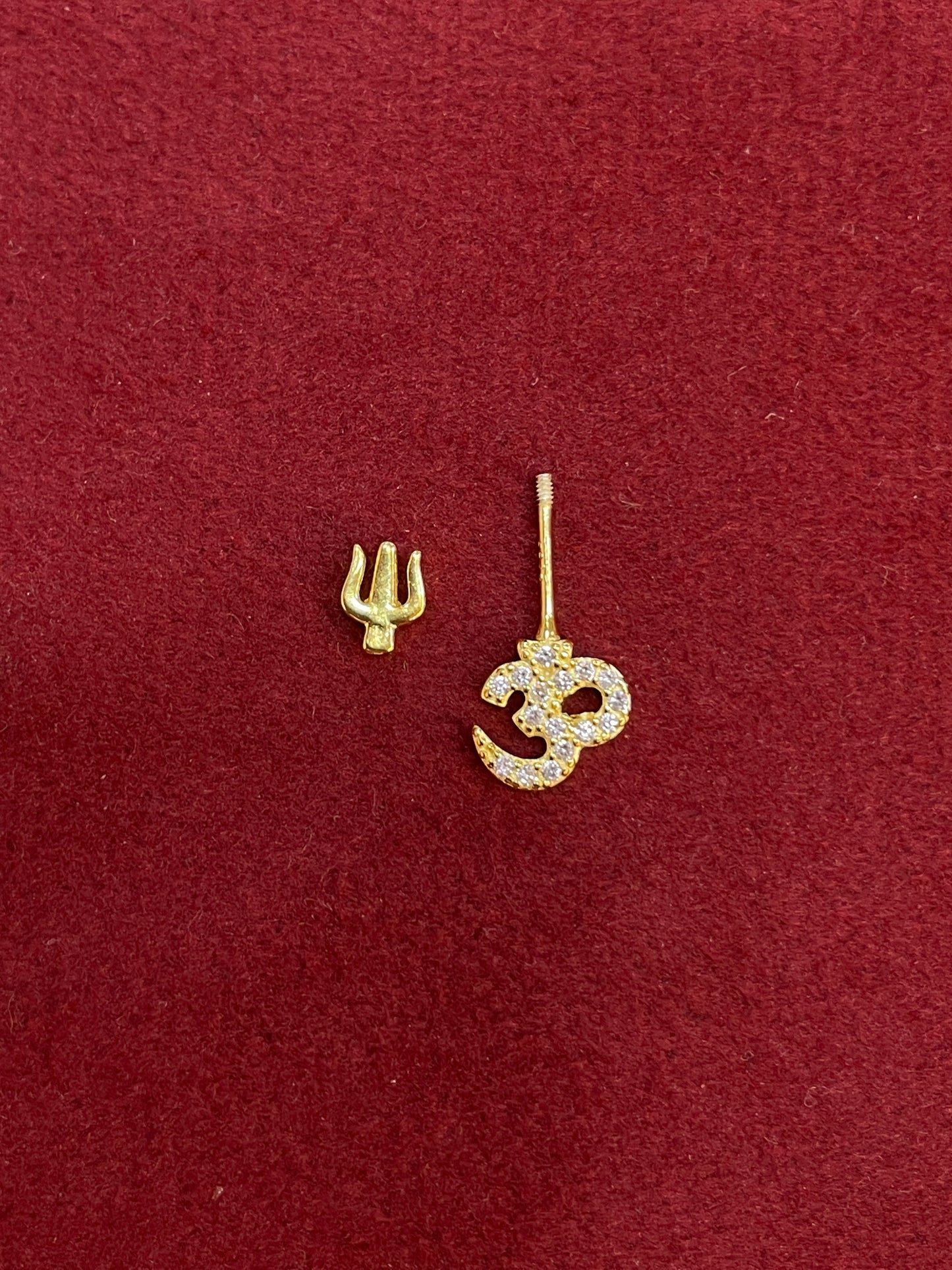 925 Silver Gold Plated Om Trishul Bugadi