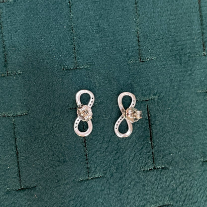 92.5 Silver CZ Infinity Stud Earrings for Women
